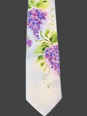 Hand-Painted Vineyard Grapes Tie